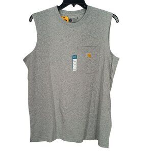 Carhartt Mens Relaxed Fit Heavyweight Sleeveless Pocket T-Shirt Gray Size L